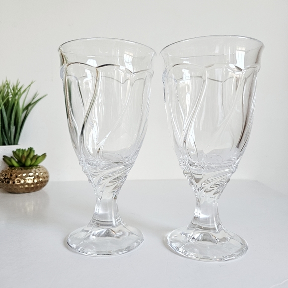 Vintage Set of 2 Noritake Sweet Swirl Clear Water Goblets Iced Tea Glasses - Picture 5 of 10
